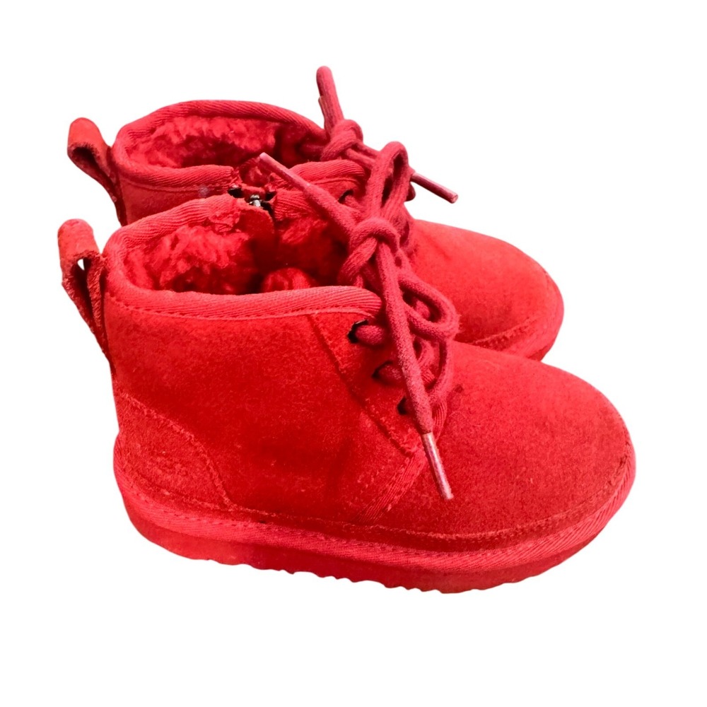 UGG Kids Neumel Zip Boots Red Suede Shearling Lined Size 10 Toddler‎ Shoes